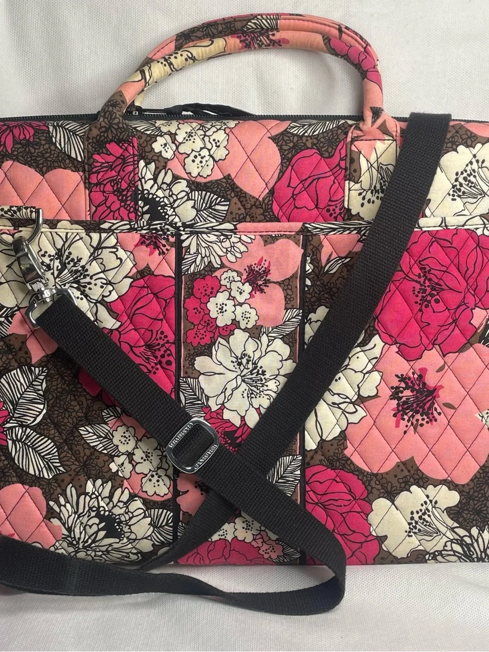 Vera Bradley Diamond Quilted “Mocha Rouge” Laptop Portfolio Computer Hard Case